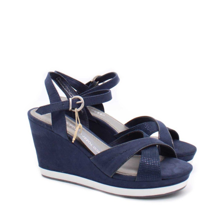 Синие босоножки на высокой танкетке MARCO TOZZI 